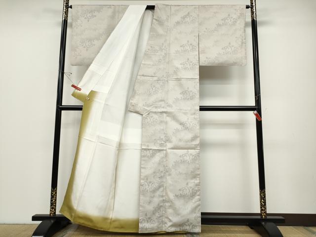 平和屋着物●本場大島紬 白大島 舞花文 大島紬美幸謹製 さが美扱い 証紙付き 正絹 逸品 CABD0009ut