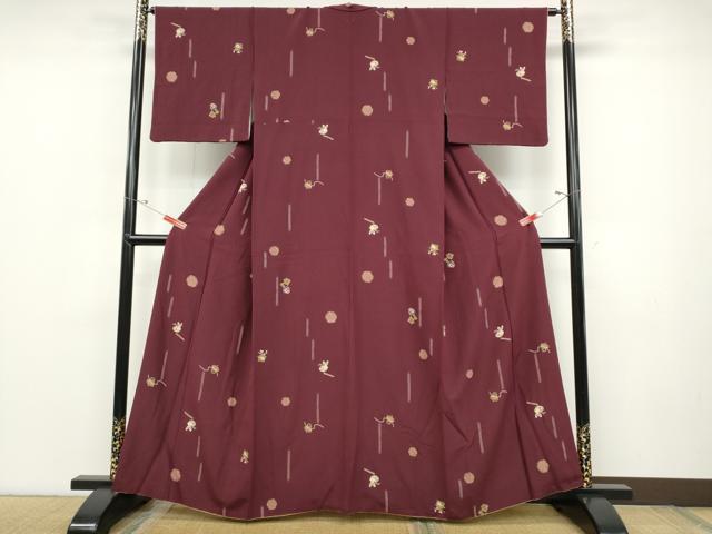 平和屋着物●上質な小紋 横笛 コマ 打ち出の小槌 絵馬 兎 金彩 正絹 逸品 CABD0013ut