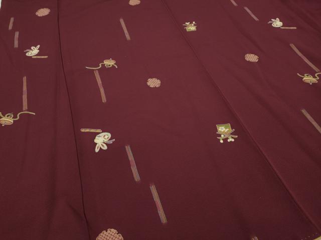 平和屋着物●上質な小紋 横笛 コマ 打ち出の小槌 絵馬 兎 金彩 正絹 逸品 CABD0013ut