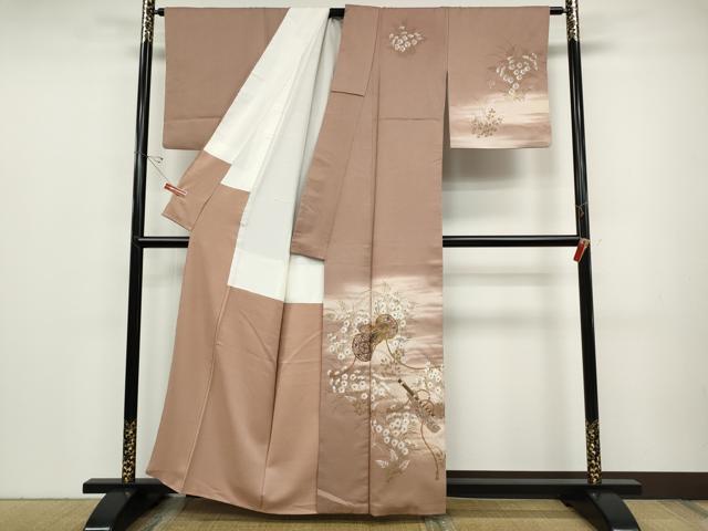 平和屋着物●訪問着 鼓横笛花文 金彩 正絹 逸品 CABD0031ut