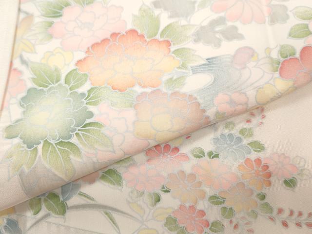 平和屋着物●長襦袢 袷 色紙草花文 暈し染め 半衿刺繍 正絹 逸品 CABD0033ut