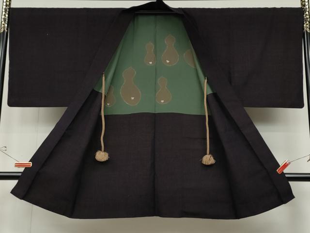 平和屋着物●男性 紬 アンサンブル 霞文 羽織紐付き 正絹 逸品 CABD0038ut