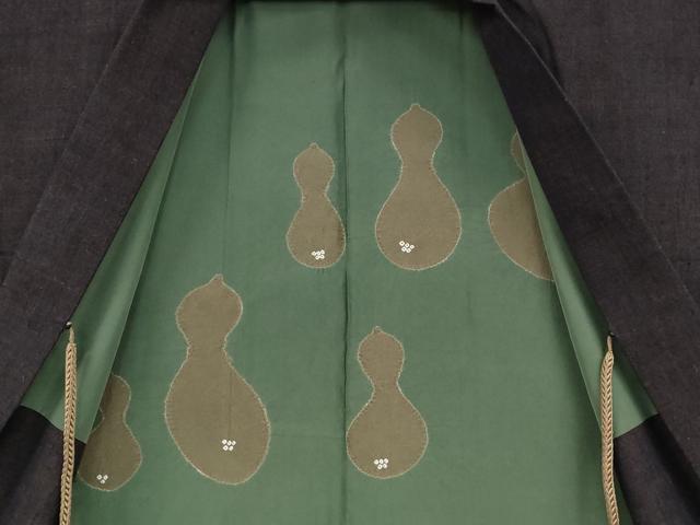 平和屋着物●男性 紬 アンサンブル 霞文 羽織紐付き 正絹 逸品 CABD0038ut