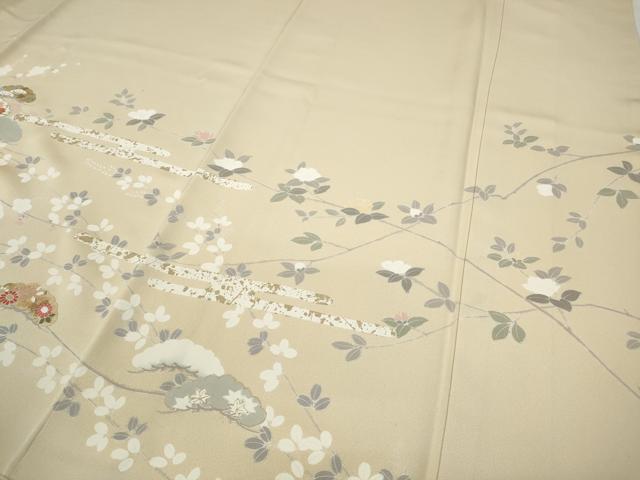 平和屋着物●訪問着 駒刺繍 エ霞枝花文 金彩 正絹 逸品 CABD0059ut