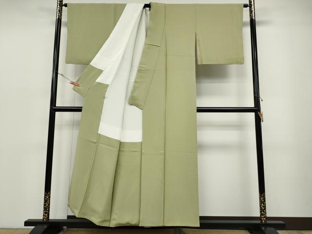 平和屋着物●上質な色無地 若葉色 正絹 逸品 CABD0081ut