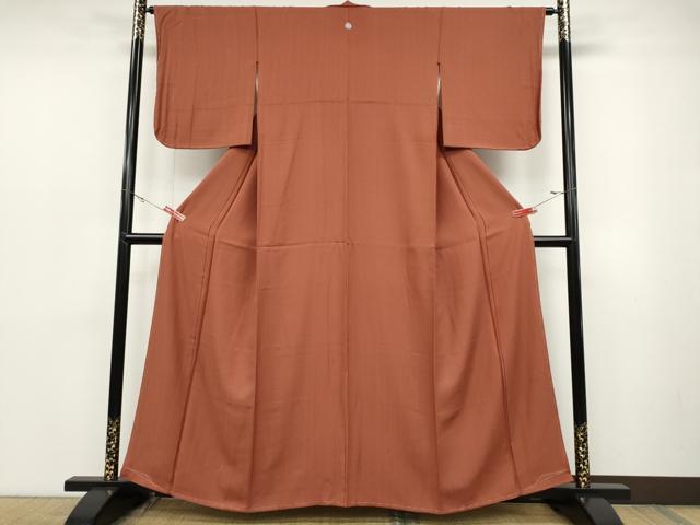 平和屋着物●上質な色無地 縞地紋 鳶色 正絹 逸品 未使用 CABD0082ut