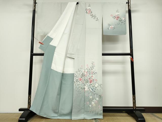平和屋着物●訪問着 友禅 休み鳥枝花文 暈し染め 正絹 逸品 未使用 CABD0090ut
