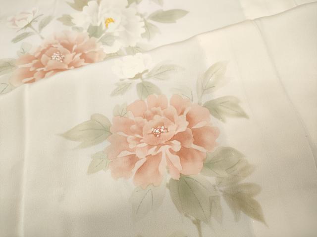 平和屋着物●長襦袢 無双仕立て 手描き 枝花文 正絹 逸品 CABD0092ut