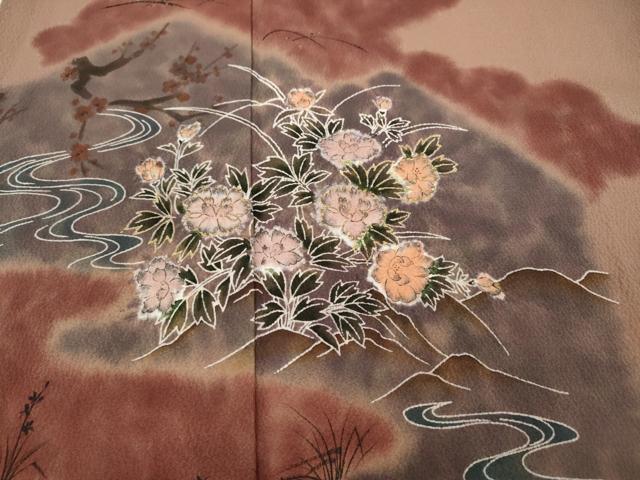 平和屋着物●訪問着 絞り 道長花鳥文 金彩 正絹 逸品 CABD0126ut