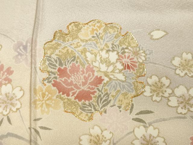 平和屋着物●訪問着 駒刺繍 熨斗雪輪枝花文 金彩 正絹 逸品 CABD0127ut