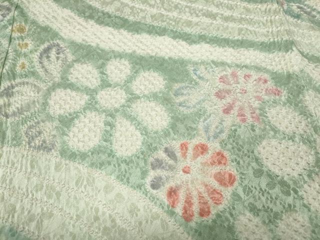 平和屋着物●訪問着 総絞り 流水舞花文 正絹 逸品 CABD0134ut