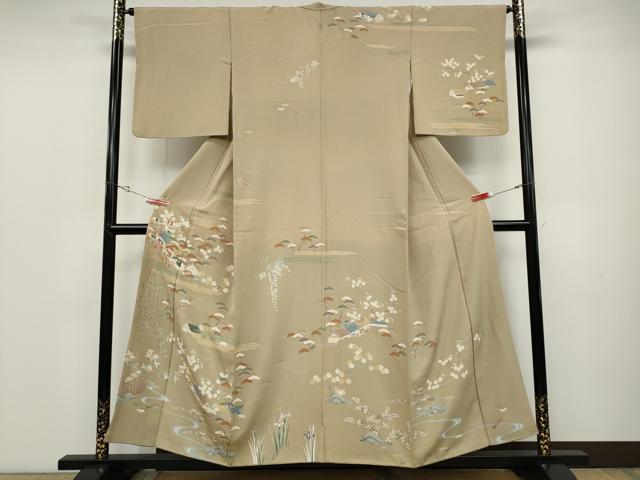 平和屋着物●訪問着 駒刺繍 風景草花文 金彩 正絹 逸品 CABD0140ut