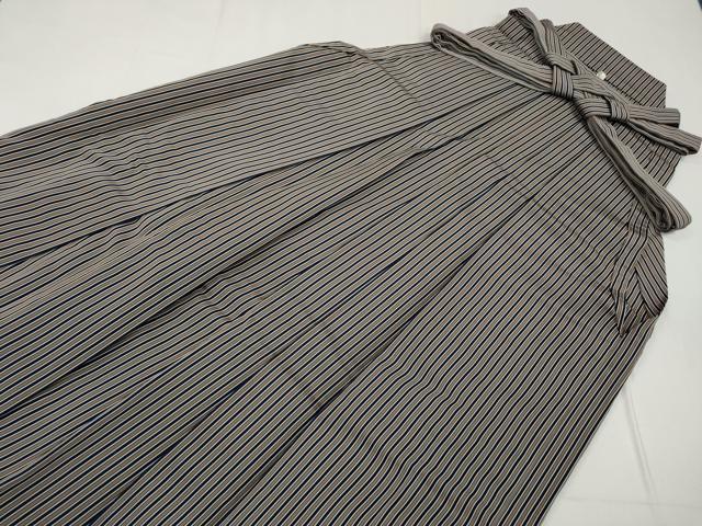 平和屋着物●男性 馬乗り袴 縞 正絹 逸品 CABD0150ut
