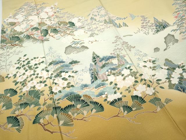 平和屋着物●訪問着 草花文 暈し染め 正絹 逸品 CABD0154ut