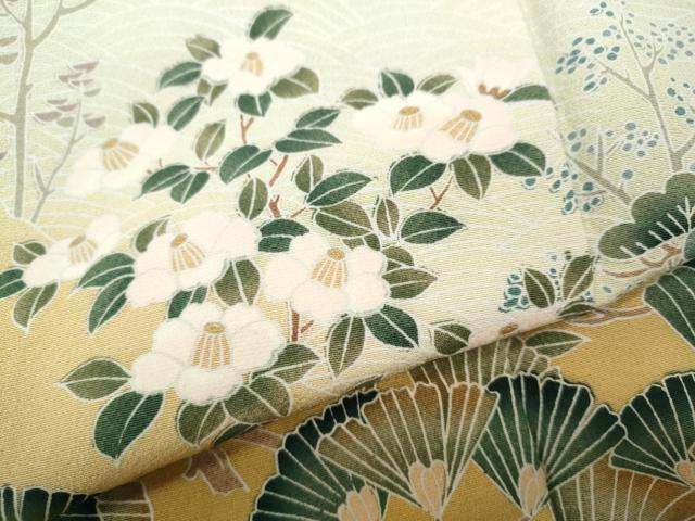 平和屋着物●訪問着 草花文 暈し染め 正絹 逸品 CABD0154ut