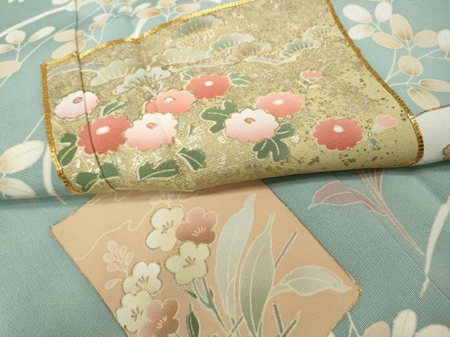平和屋着物●訪問着 駒刺繍 色紙重ね草花文 金彩 正絹 逸品 CABD0178ut