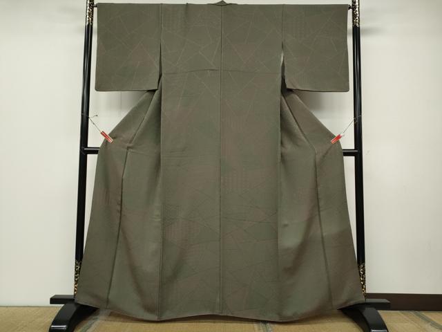 平和屋着物●上質なお召 切嵌吉祥文 正絹 逸品 CABD0186ut