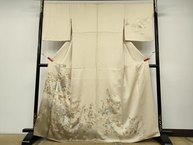 平和屋着物●訪問着 鏡裏枝花文 暈し染め 金銀彩 正絹 逸品 CABD0202ut
