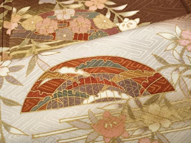 平和屋着物●訪問着 駒刺繍 櫛 枝垂れ花文 暈し染め 金彩 正絹 逸品 CABD0203ut