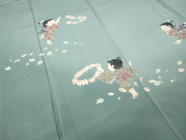 平和屋着物●訪問着 友禅 作家物 童子遊び 暈し染め 正絹 逸品 CABD0205ut