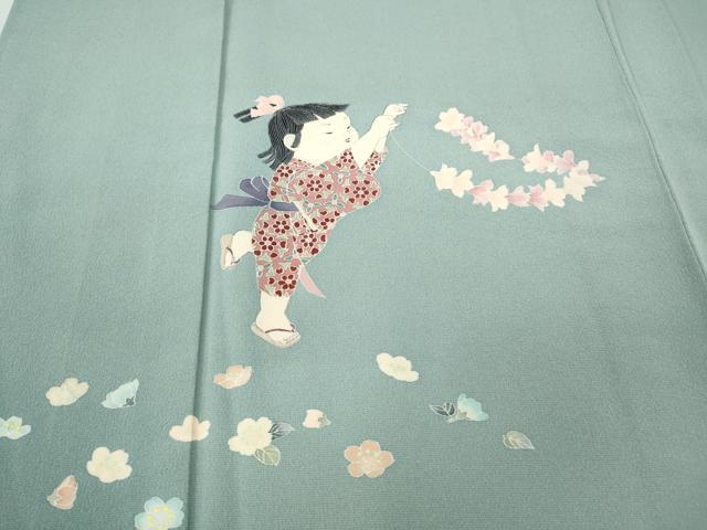 平和屋着物●訪問着 友禅 作家物 童子遊び 暈し染め 正絹 逸品 CABD0205ut
