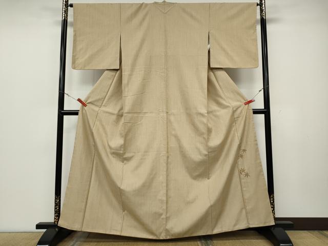 平和屋着物●上質な紬 色無地 作家物 香色 そごう扱い 正絹 逸品 CABD0209ut