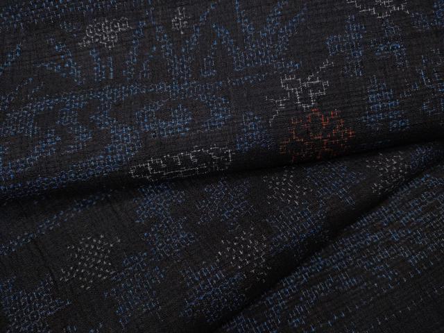 平和屋着物●結城紬 100亀甲 横段草花文 小田急百貨店扱い 正絹 逸品 CABD0214ut