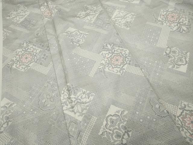 平和屋着物●本場大島紬 白大島 120亀甲 菱吉祥文 正絹 逸品 CABD0248ut