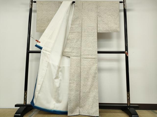 平和屋着物●本場結城紬 重要無形文化財 80亀甲 舞葉文 正絹 逸品 CABD0256ut