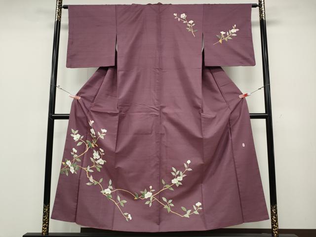 平和屋着物●本加賀友禅作家 成竹登茂男 訪問着 白山紬 枝花文 正絹 逸品 CABD0258ut