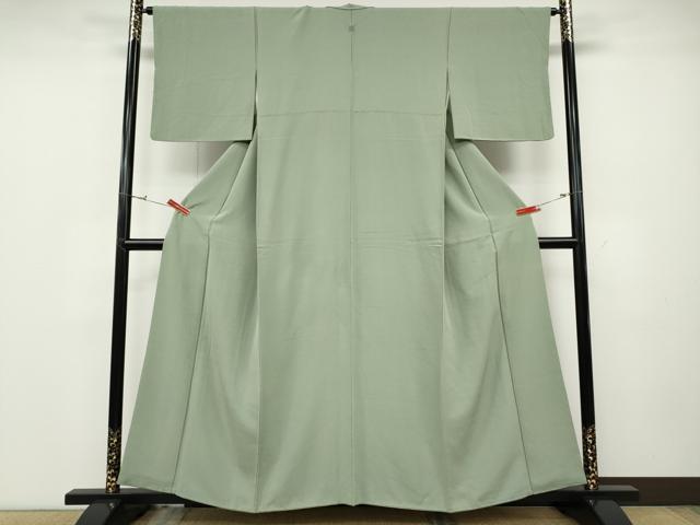 平和屋着物●上質な色無地 作家物 本草木染 山葵色 正絹 逸品 CABD0263ut