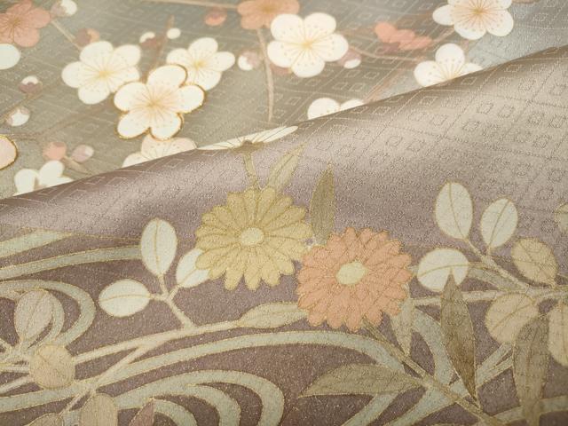平和屋着物●訪問着 駒刺繍 流水枝花文 暈し染め 金彩 正絹 逸品 CABD0274ut