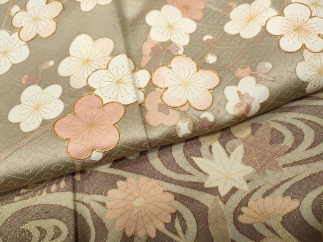 平和屋着物●訪問着 駒刺繍 流水枝花文 暈し染め 金彩 正絹 逸品 CABD0274ut