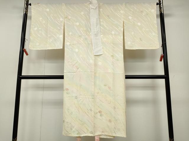 平和屋着物●長襦袢 単衣 舞葉文 地紋起こし 半衿刺繍 正絹 逸品 CABD0278ut