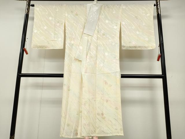 平和屋着物●長襦袢 単衣 舞葉文 地紋起こし 半衿刺繍 正絹 逸品 CABD0278ut