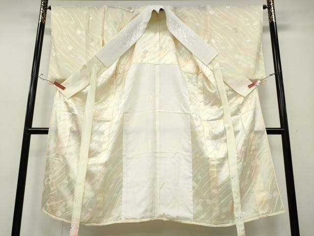 平和屋着物●長襦袢 単衣 舞葉文 地紋起こし 半衿刺繍 正絹 逸品 CABD0278ut