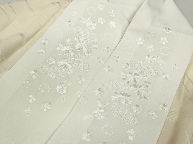 平和屋着物●長襦袢 単衣 舞葉文 地紋起こし 半衿刺繍 正絹 逸品 CABD0278ut