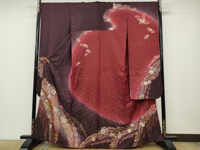 平和屋着物●越後十日町の一流染匠 桐屋・翠山工房 徳永憲峯 振袖 辻が花 絞り 暈し染め 金通し地 正絹 逸品 CABD0309ut