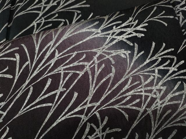 平和屋着物●訪問着 草木文 暈し染め 黒地 銀彩 正絹 逸品 未使用 CABD0311ut