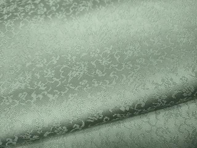 平和屋着物●上質なお召 色無地 花唐草地紋 錆青磁色 正絹 逸品 CABD0315ut