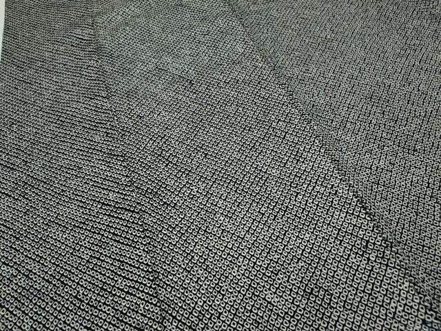 平和屋着物●大変加工の良い総絞り小紋 黒地 正絹 逸品 CABD0329ut