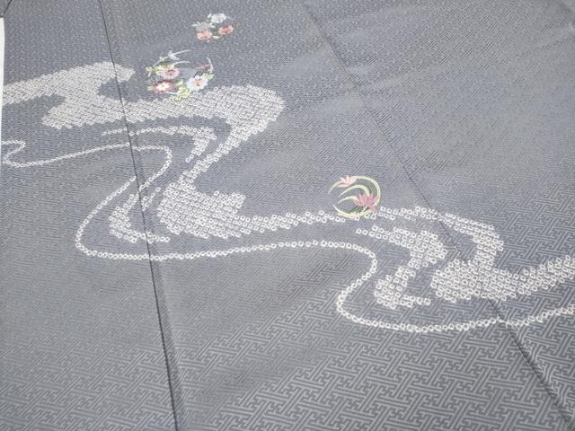 平和屋着物●訪問着 絞り 刺繍 流水花丸文 金糸 正絹 逸品 CABD0339ut