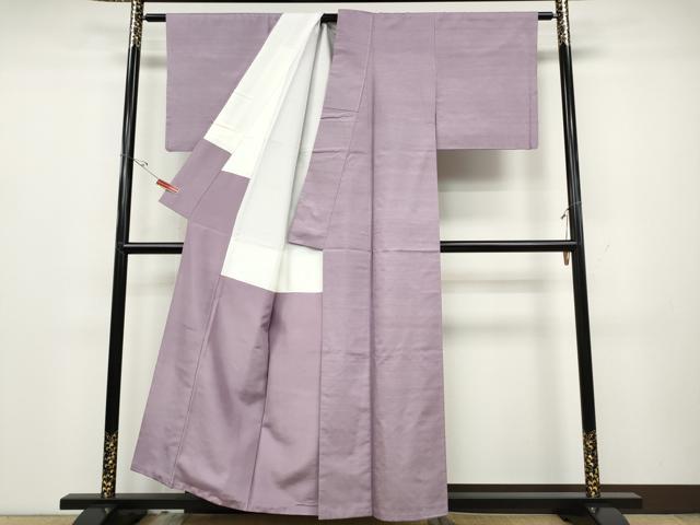 平和屋着物●結城紬 色無地 浅紫色 正絹 逸品 CABD0346ut