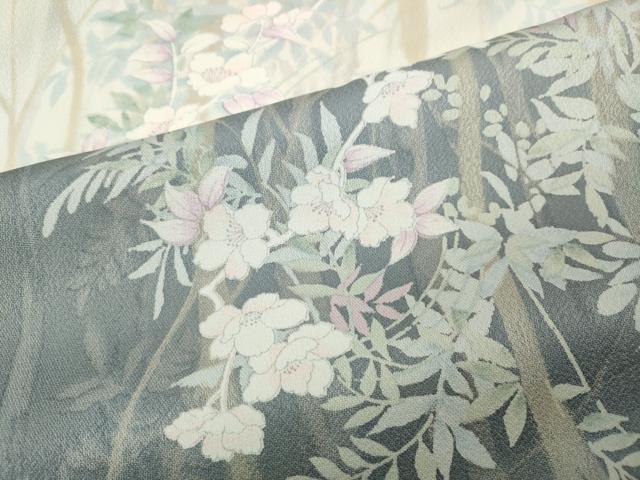 平和屋着物●訪問着 草花文 暈し染め 正絹 逸品 CABD0354ut