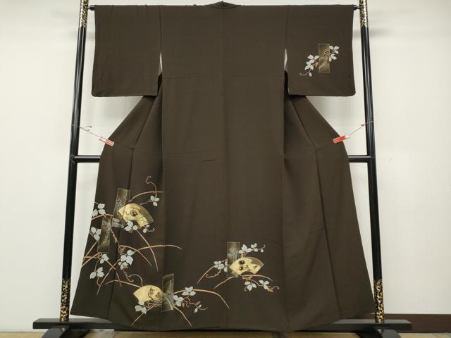 平和屋着物●訪問着 竹屋町刺繍 地紙短冊枝花文 金彩 さが美扱い 正絹 逸品 CABD0375ut
