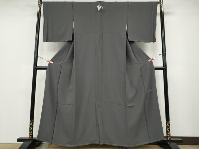 平和屋着物●ファッションデザイナー HIROKO KOSHINO コシノヒロコ 色無地 霞地紋 紫鼠色 正絹 逸品 未使用 CABD0382ut