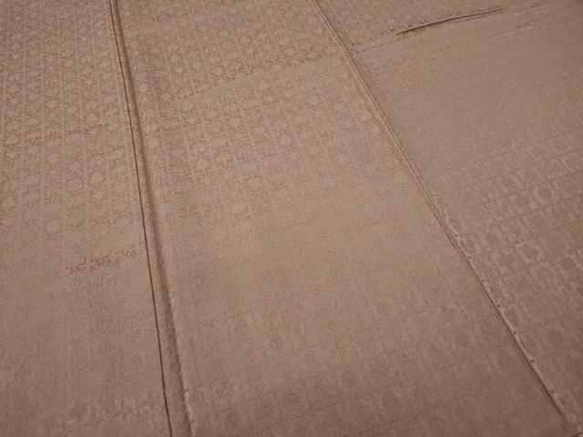 平和屋着物●世界的友禅作家 千地泰弘 色無地 千地天女 市松吉祥地紋 煎茶色 正絹 逸品 CABD0391ut