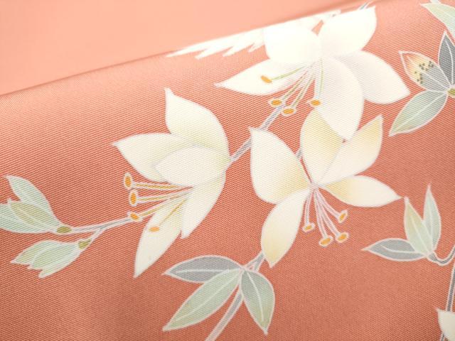 平和屋着物●塩瀬 九寸開き名古屋帯 友禅 作家物 花鳥文 正絹 逸品 未使用 CABD0417hy