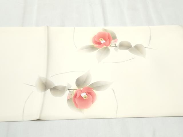 平和屋着物●塩瀬 九寸開き名古屋帯 枝椿 金彩 正絹 逸品 CABD0429hy