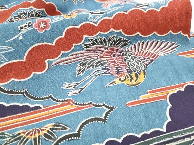 平和屋着物●九寸名古屋帯 型染め 鳳凰 松竹梅 正絹 逸品 CABD0432hy